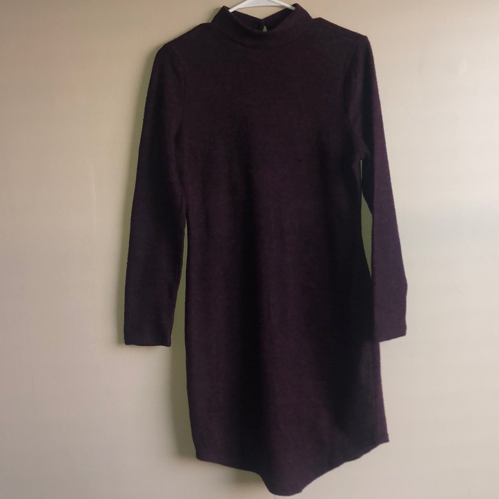 Maroon high neck fleas dress